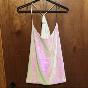 Multicolor Sequin Racerback Tank Top L
